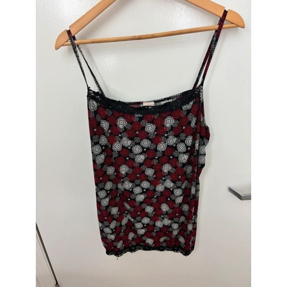 Vintage Y2K Red Black White Lace Camisole Plus Size 24